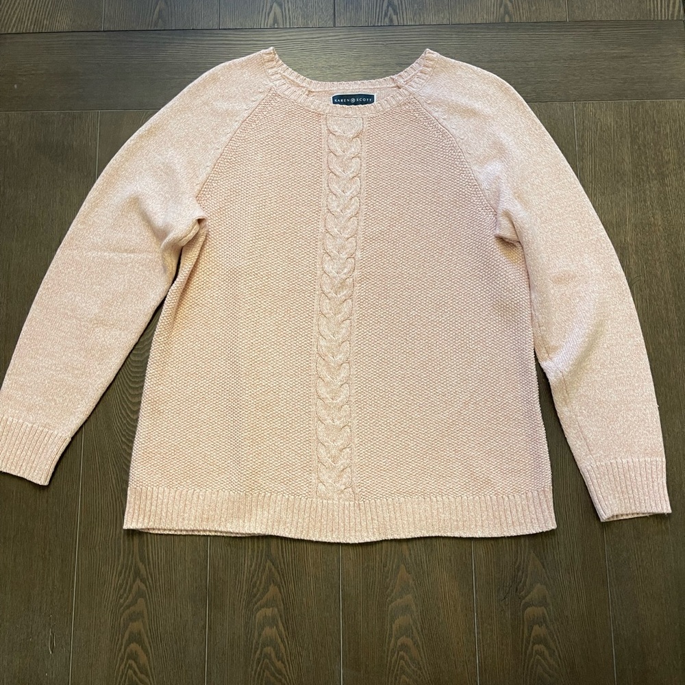 Karen Scott Soft Pink Knit Sweater.  Size Large